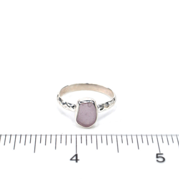 Purple Sea Glass Stack Ring - Size 8 on ruler for size reference.