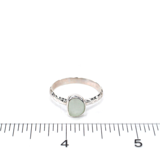 Seafoam Sea Glass Stack Ring- Size 9 on ruler for size reference.