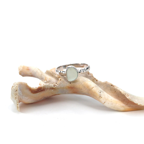 Seafoam Sea Glass Stack Ring- Size 9