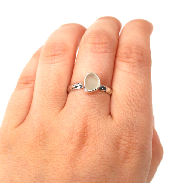 Seafoam Sea Glass Stack Ring- Size 9 on model for color reference.