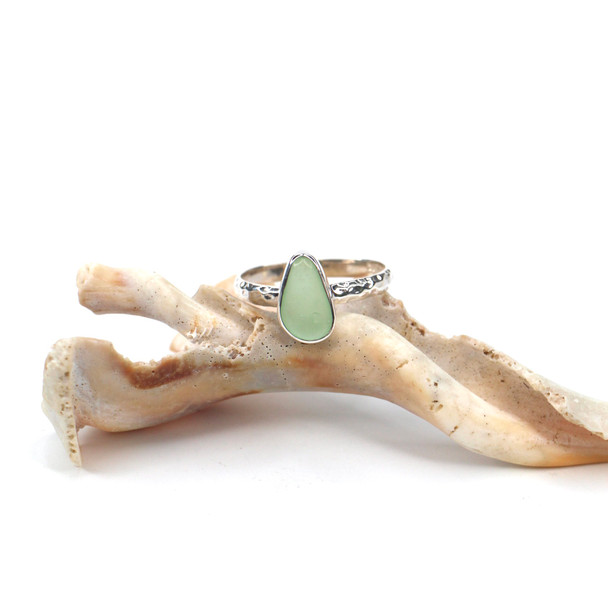 Seafoam Sea Glass Stack Ring - Size 10