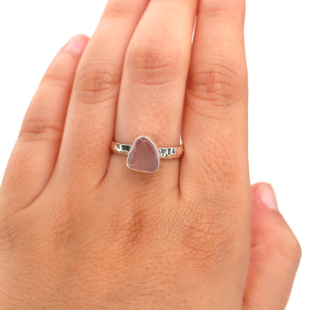 Lovely Lavender Sea Glass Stack Ring - Size 7