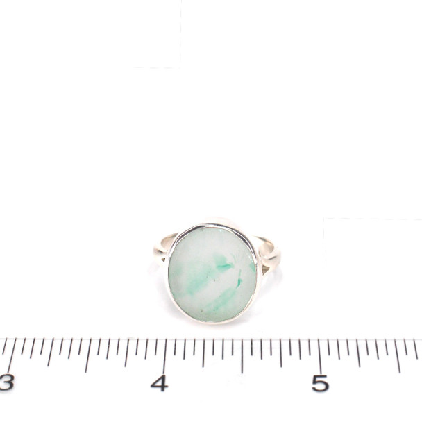Soft Green Watercolor Ohajiki Marble Ring - Size 9 on ruler for size reference. 
