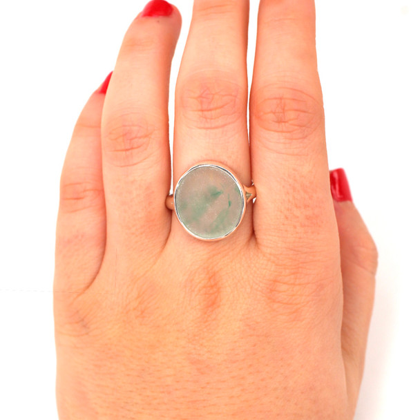 Soft Green Watercolor Ohajiki Marble Ring - Size 9 on model for color reference. 