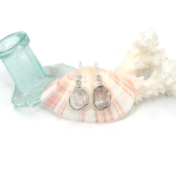 Herkimer Sea Glass Bezel Earrings #2