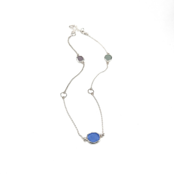 Lavender Mist 3 Stone Sea Glass 16"-18" Lariat Necklace colors