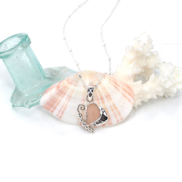 Pink Sea Glass Mariposa Necklace