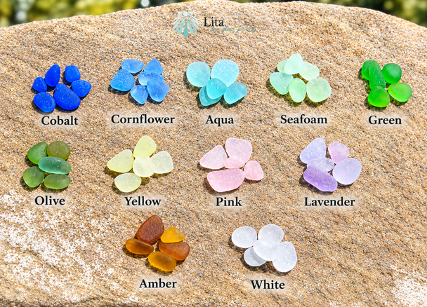 Silver initial disk charm sea glass necklace color options