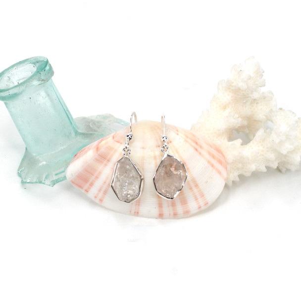 Herkimer Sea Glass Bezel Earrings #1