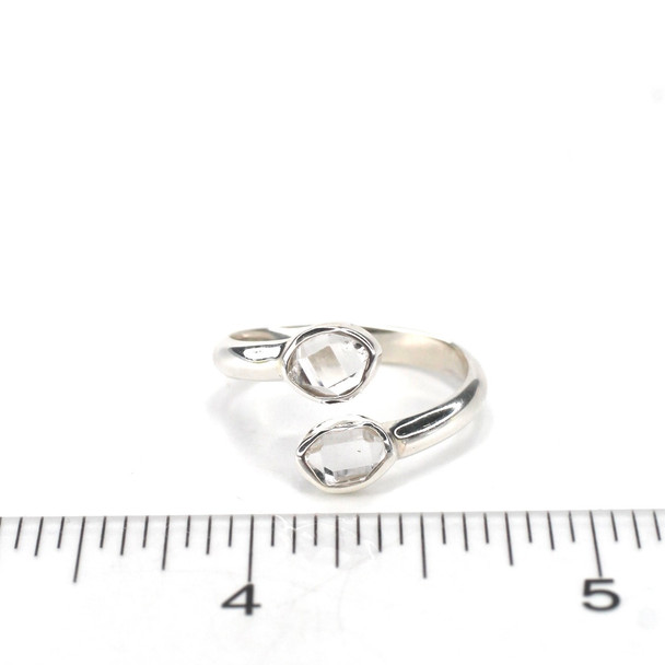 Herkimer Double Bypass Ring #1 - Size 9 on ruler for size reference.