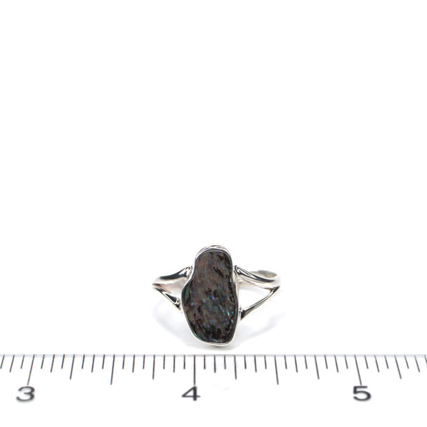 Abalone Shimmer Split Band Ring - Size 9 on ruler for size reference.