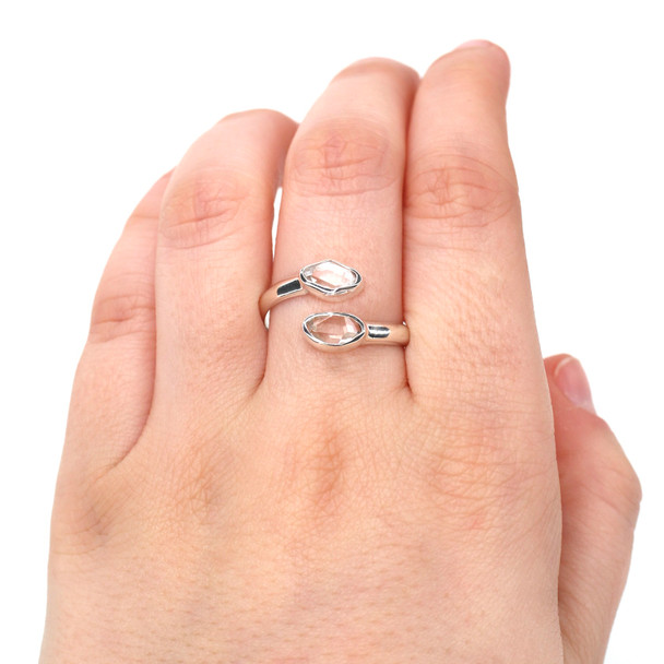 Herkimer Double Bypass Ring #2 - Size 9 on model for color reference.