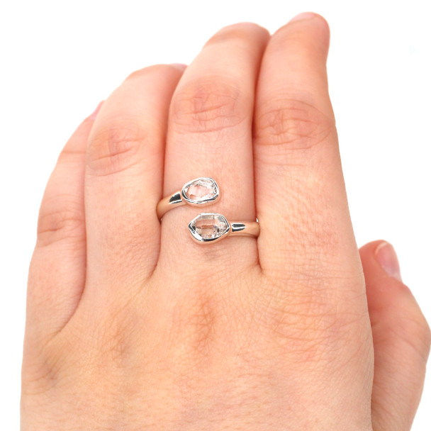 Herkimer Double Bypass Ring #3 - Size 9 on model for color reference.