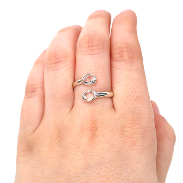 Herkimer Double Bypass Ring #4 - Size 9 on model for color reference.