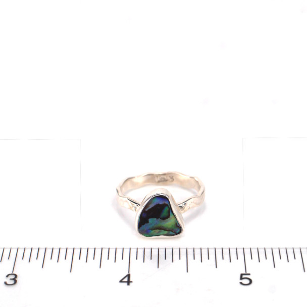 Abalone Triangle Mirage Wave Ring  - Size 9 on ruler for size reference. 