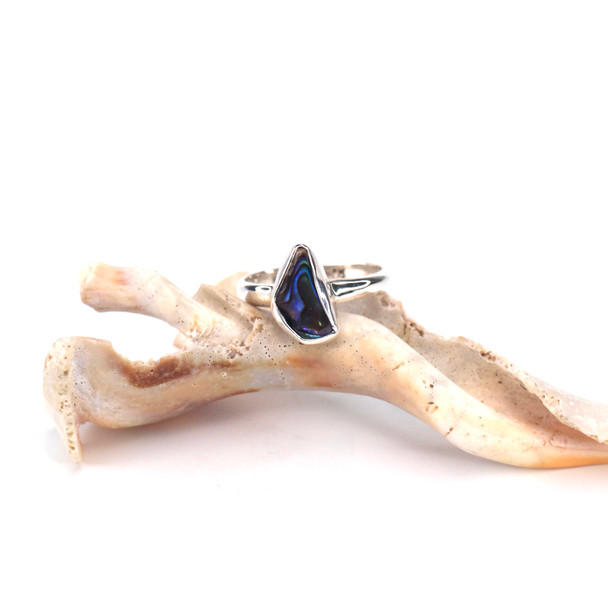 Abalone Sail Boat Sleek Ring  - Size 9