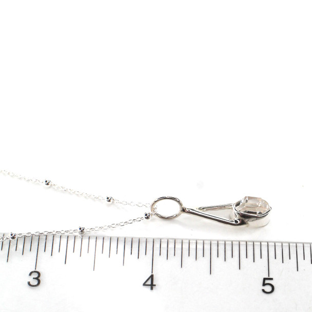 Herkimer Diamond Lunar Drop Charm #4 on ruler for size reference.