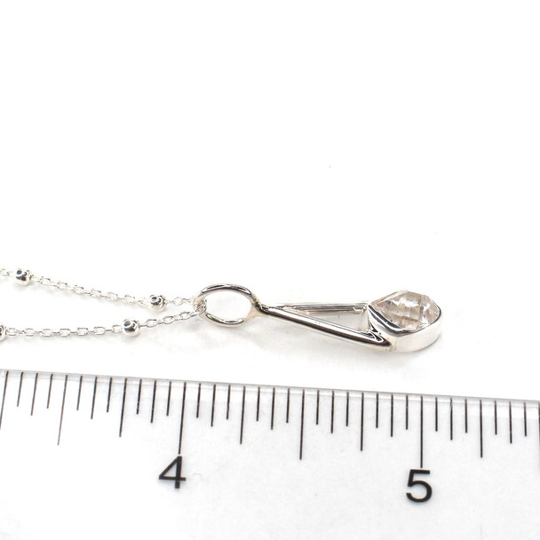 Herkimer Diamond Lunar Drop Charm #5 on ruler for size reference.