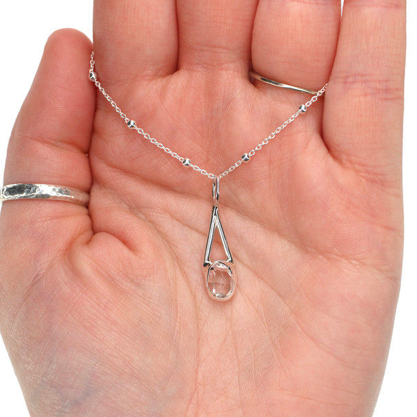 Herkimer Diamond Lunar Drop Charm #8 on model for color reference.