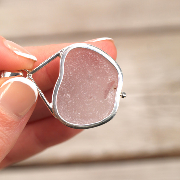 Insta Sale White Sea Glass Sail Drop Necklace - MM fracture