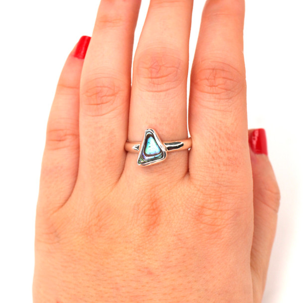 Abalone Mystique Sleek Ring  - Size 9 on model for color reference. 