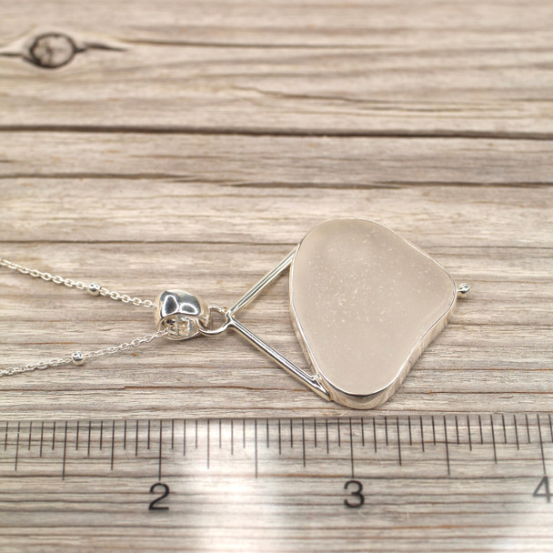 Insta Sale White Triangle Sea Glass Sail Drop Necklace -  MM on ruler for size reference. 