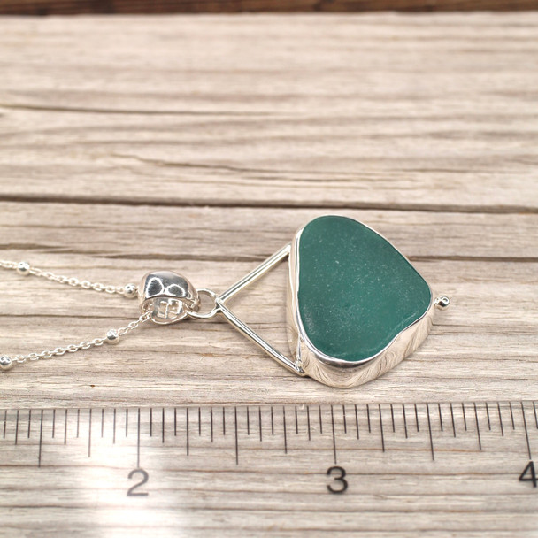 Insta Sale Aqua Droplet Sea Glass Sail Drop Necklace - MM on ruler for size reference. 