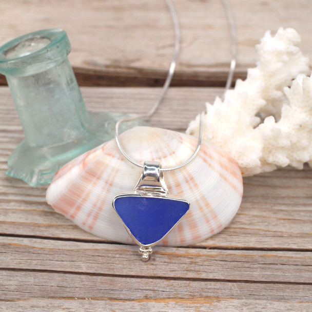Insta Sale Cobalt Sea Glass Trinity Slide Necklace - MM