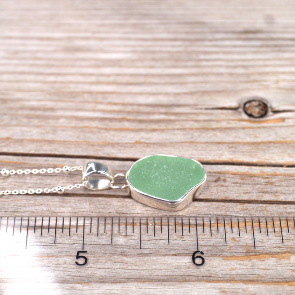 Insta Sale Seafoam Tide Pool Sea Glass Bezel Necklace - MM on ruler for size reference. 