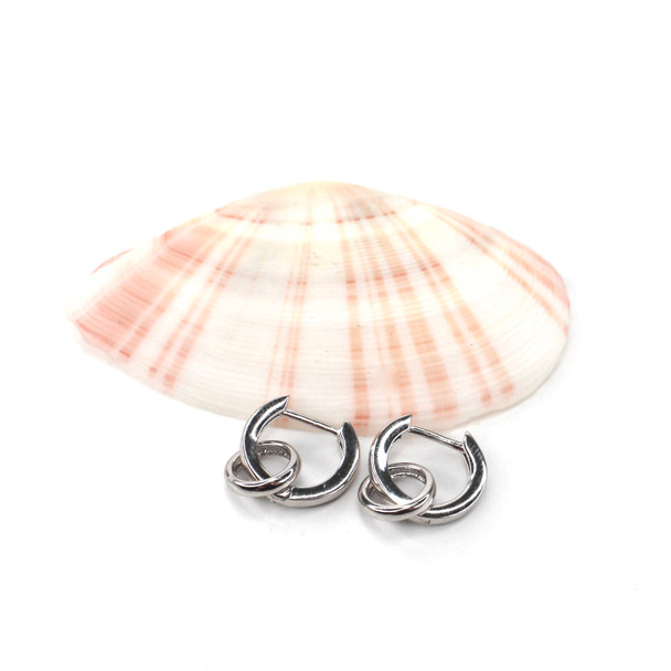 Silver Huggie Ring Hoop Earrings