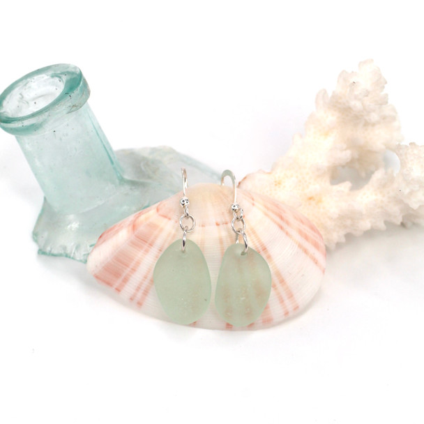 Seafoam Drift Sea Glass Simply Drilled Earrings