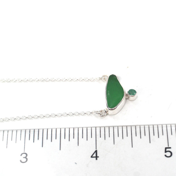 Green Agave Sea Glass and Emerald Double Necklace 16"-18"
