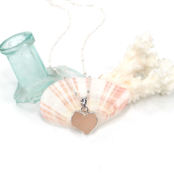 Pink Sea Glass Heart Necklace