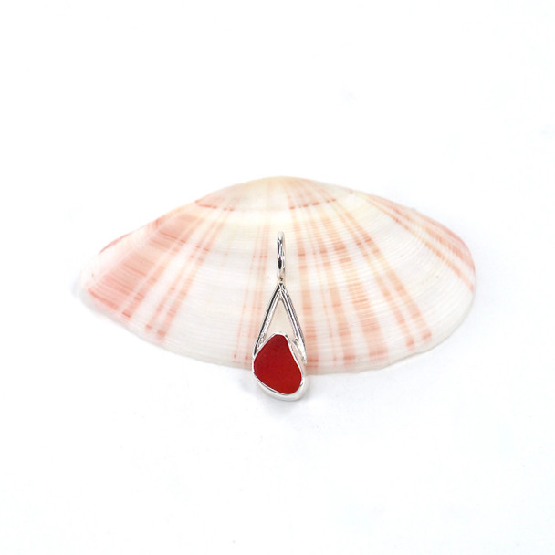 Red Bright Sea Glass Lunar Drop Charm