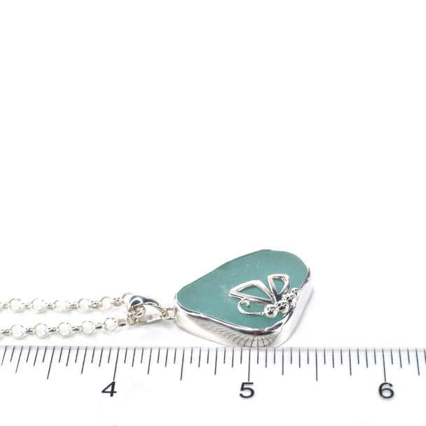 Seafoam Sweet Sea Glass Poised Butterfly Necklace