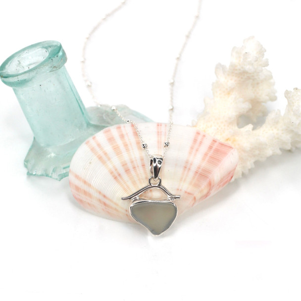 Gray Sea Glass Wave Necklace