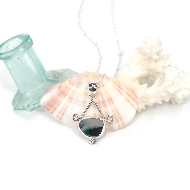 Tropical Turquoise Splash Ultra Rare Sea Glass Tidal Drop Necklace