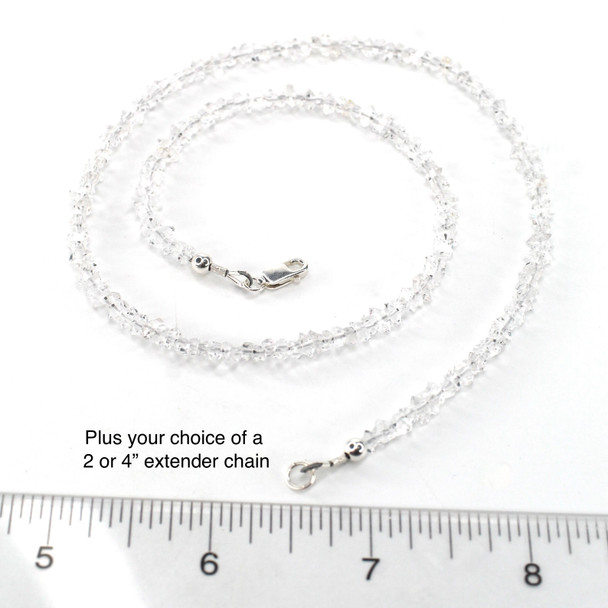 Herkimer Diamond Beaded Gemstone Necklace 17.5"-19.5" Length on ruler for size reference.