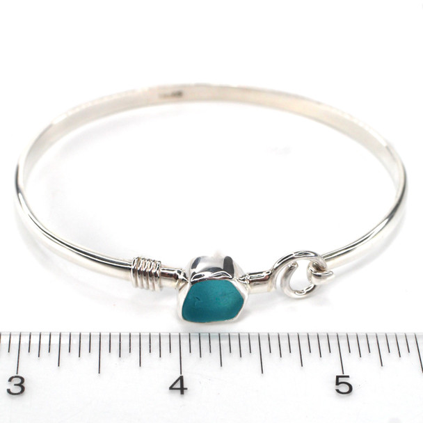 Turquoise Blend Sea Glass Nautical Twist Bracelet on ruler for size reference. 