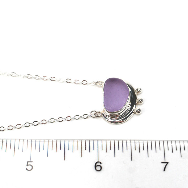 Purple Sea Glass Trio Bead Necklace