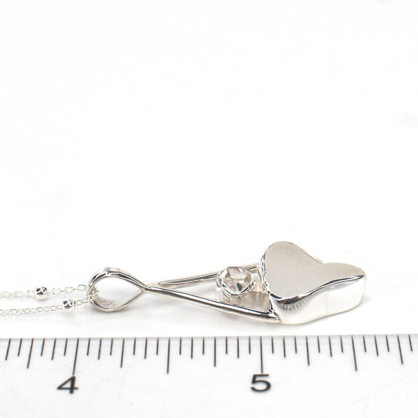 White Sea Glass and Herkimer Diamond Lunar Drop Necklace on ruler for size reference.