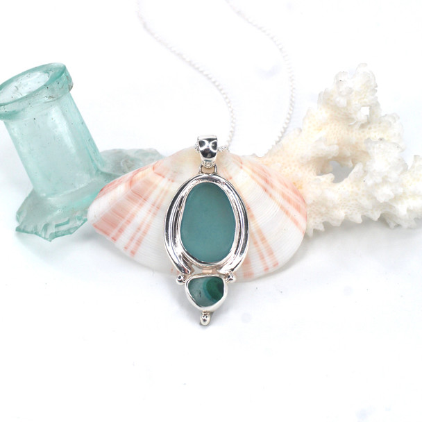 Aqua and Tropical Turquoise Ultra Rare Sea Glass Double Necklace