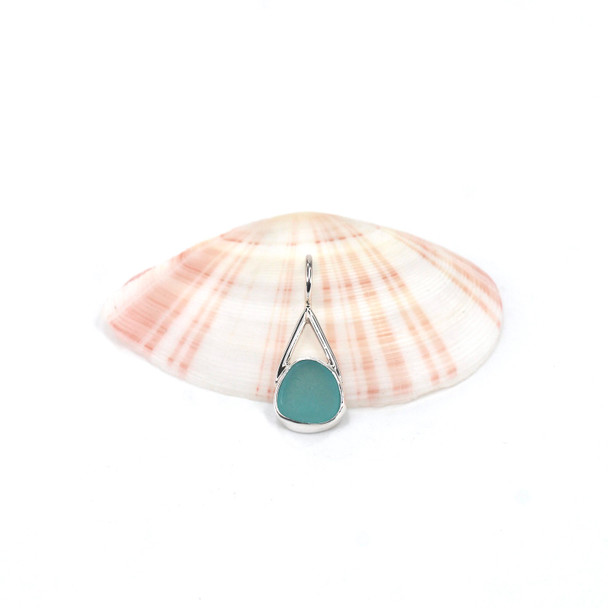 Aqua Gumdrop Sea Glass Lunar Drop Charm