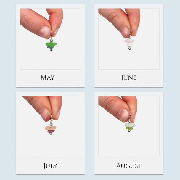 Sea Glass Birthstone Charm - 12 Birthstones Available 2 