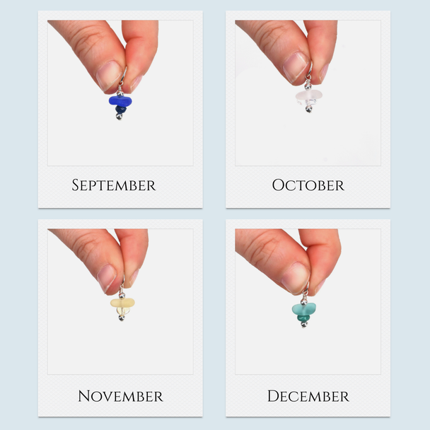 Sea Glass Birthstone Charm - 12 Birthstones Available 3 