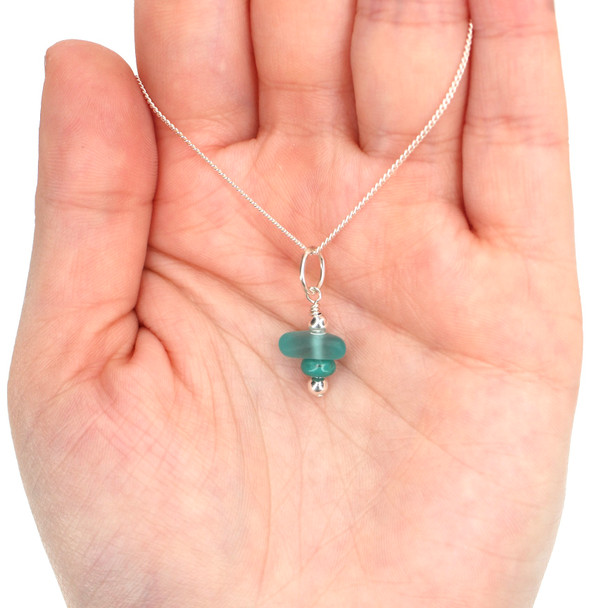 Sea Glass Birthstone Charm - 12 Birthstones Available on model for color reference. 
