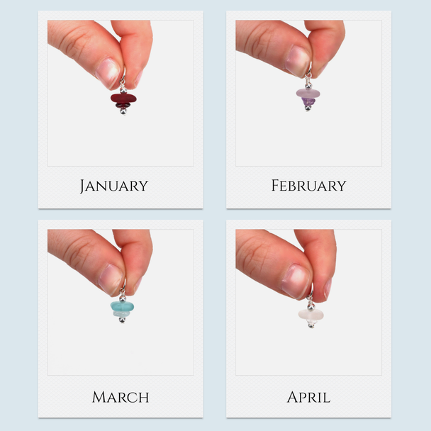 Sea Glass Birthstone Charm - 12 Birthstones Available 1 