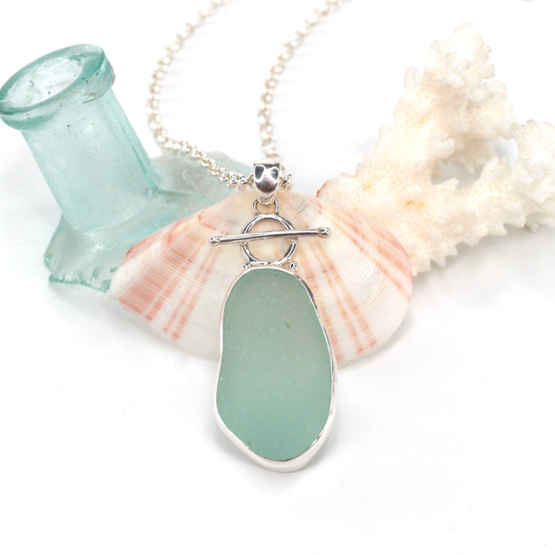 Seafoam Sea Glass Toggle Necklace Seafoam Sea Glass Toggle Necklace