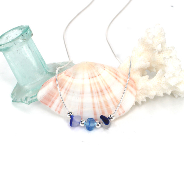 Blues Spotted Ultra Rare 3 Stone Necklace on Snake Chain