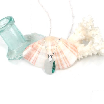 Tropical Turquoise Spot Ultra Rare Sea Glass Drop Necklace